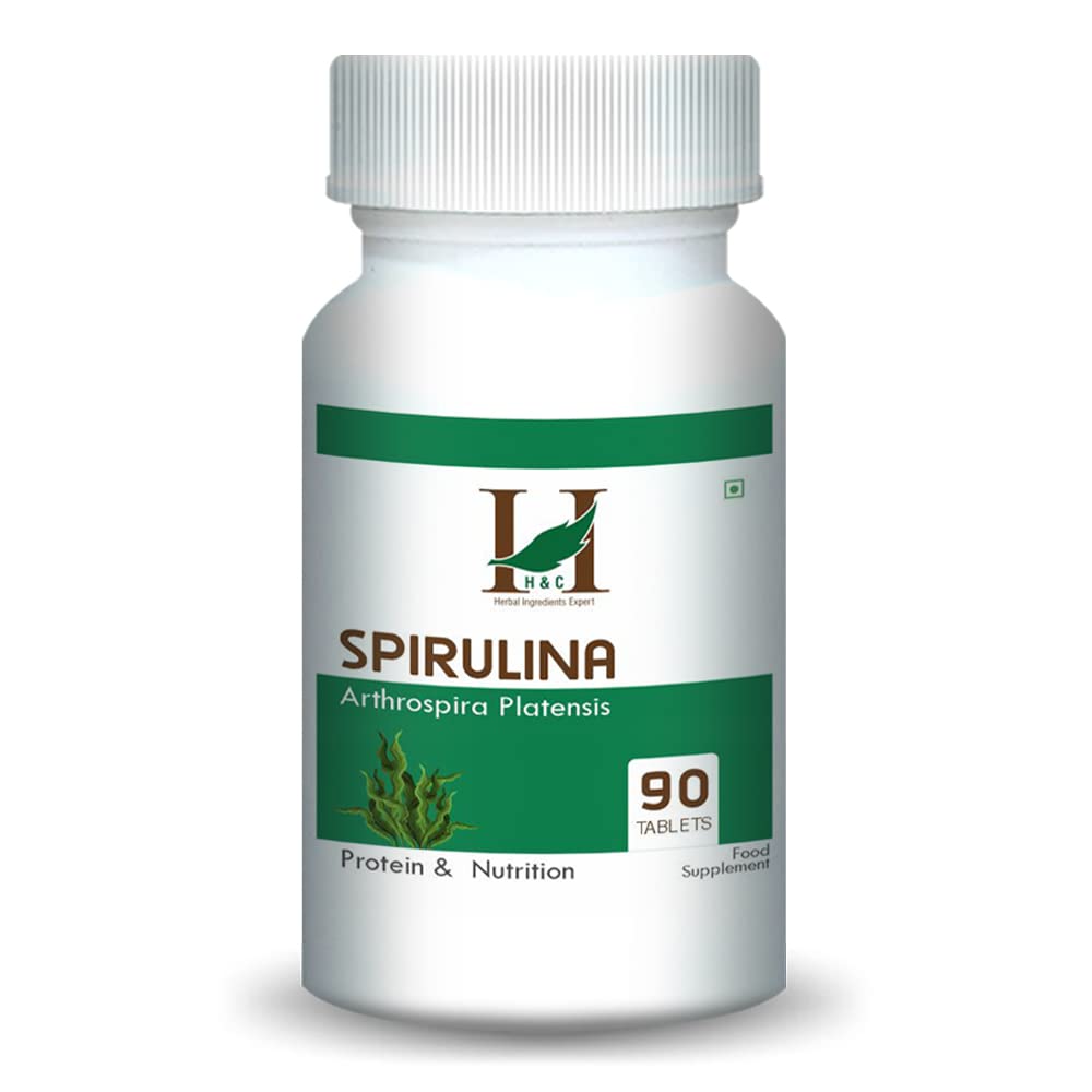 H&C Herbal Ingredients Spirulina Tablets – 90 Tablets (350mg Each) | Superfood – Metabolism Booster