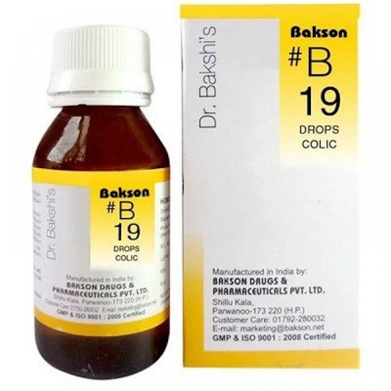 Bakson B19 Colic Drops (30ml) For Gas, Abdominal Colic, Constipation, appetite loss, Bloating