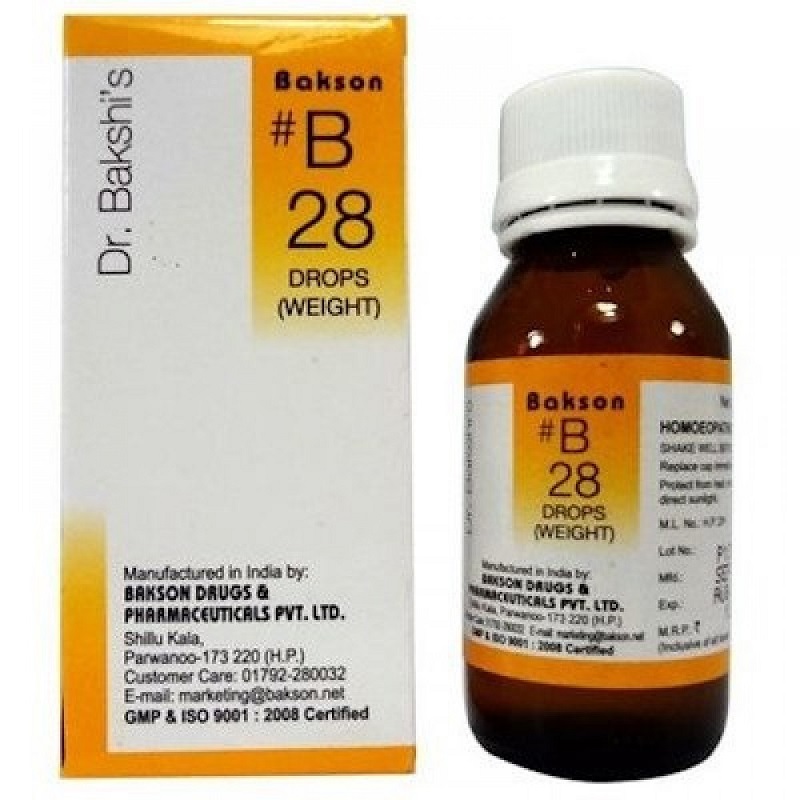 Bakson B28 Weight Drops (30ml) For managing excess Weight, Thyroid, regulate digestion, weakness