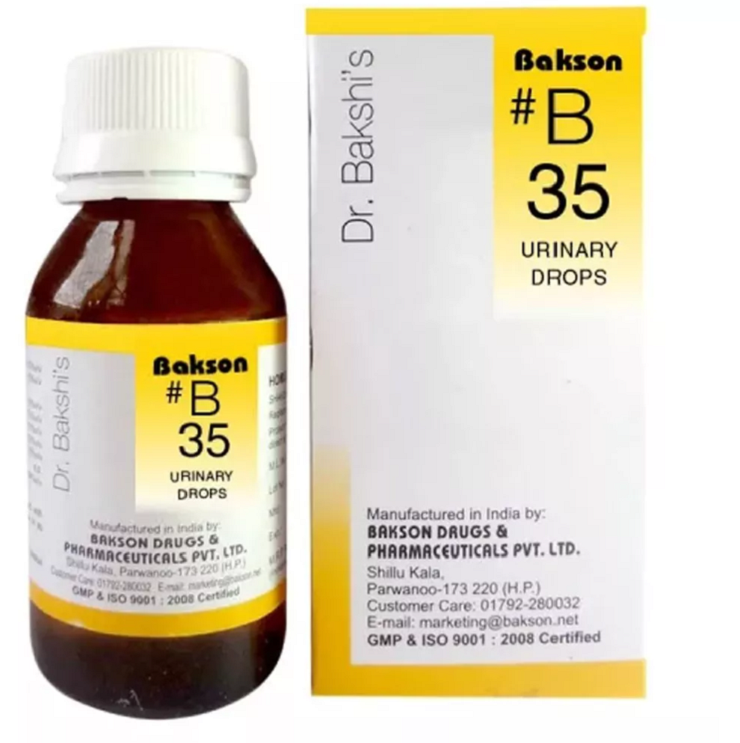 Bakson B35 Urinary Drops (30ml) For Burning while Passing Urine, Bloody Urine, pain urination, UTI