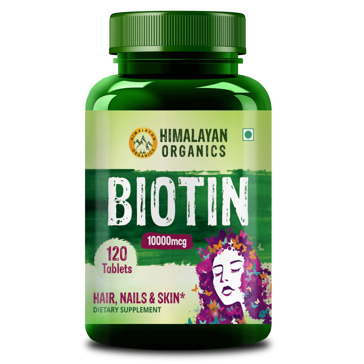 Himalayan Organics Biotin 10000mcg Hair Growth Tablets (120 tablets)