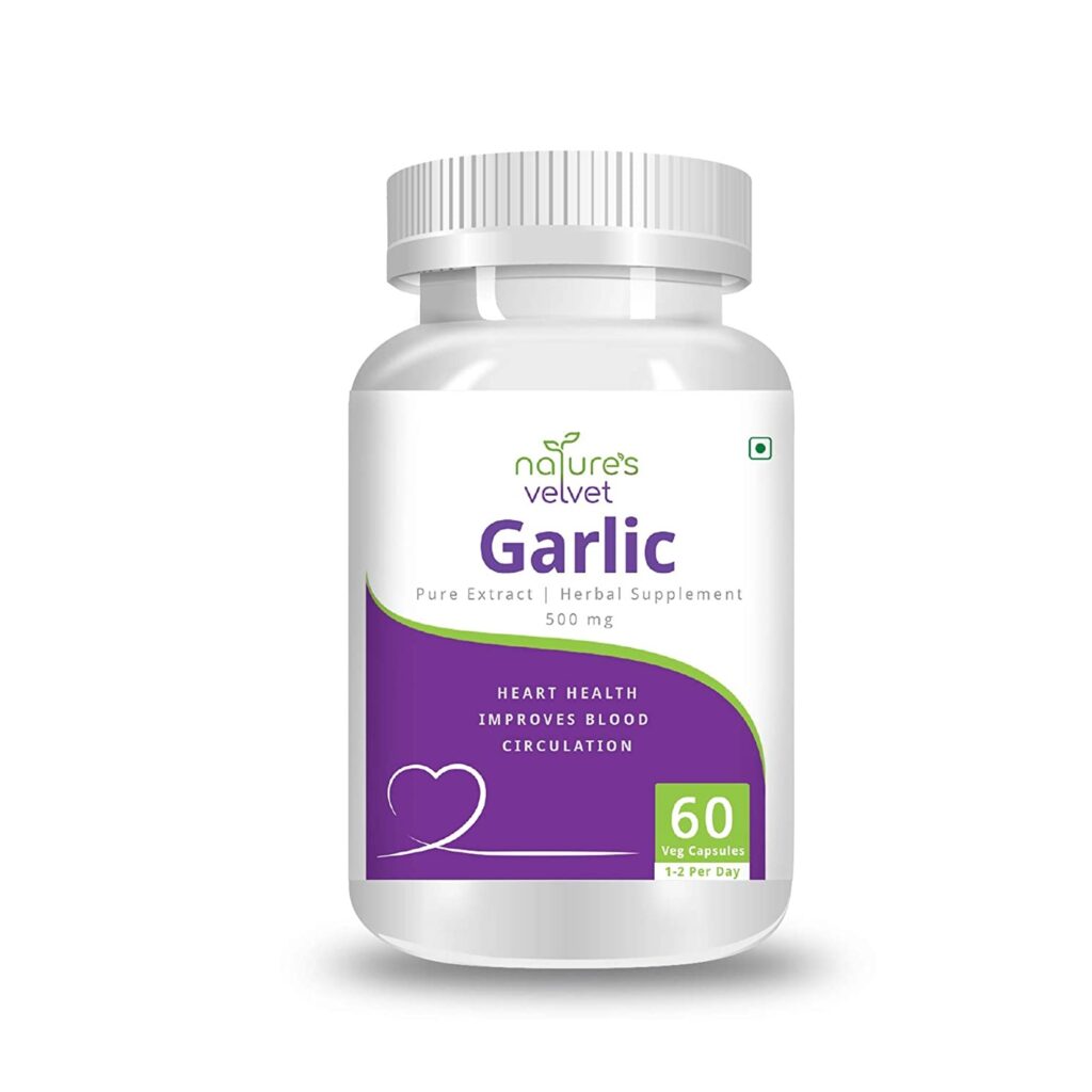 Nature’s Velvet 500 mg Garlic Pure Extract Tablet, (60 Veggie Capsules)