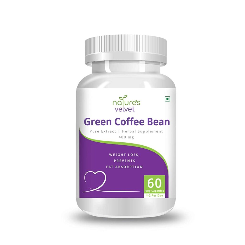 Natures Velvet Lifecare Green Coffee Bean Pure Extract 400 mg, (60 Veggie Capsules)