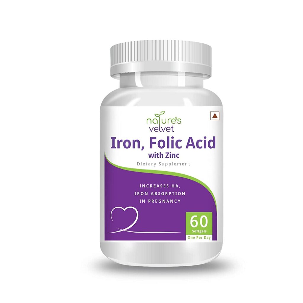 Natures Velvet Lifecare Iron & Folic Acid with Zinc (60 softgels)