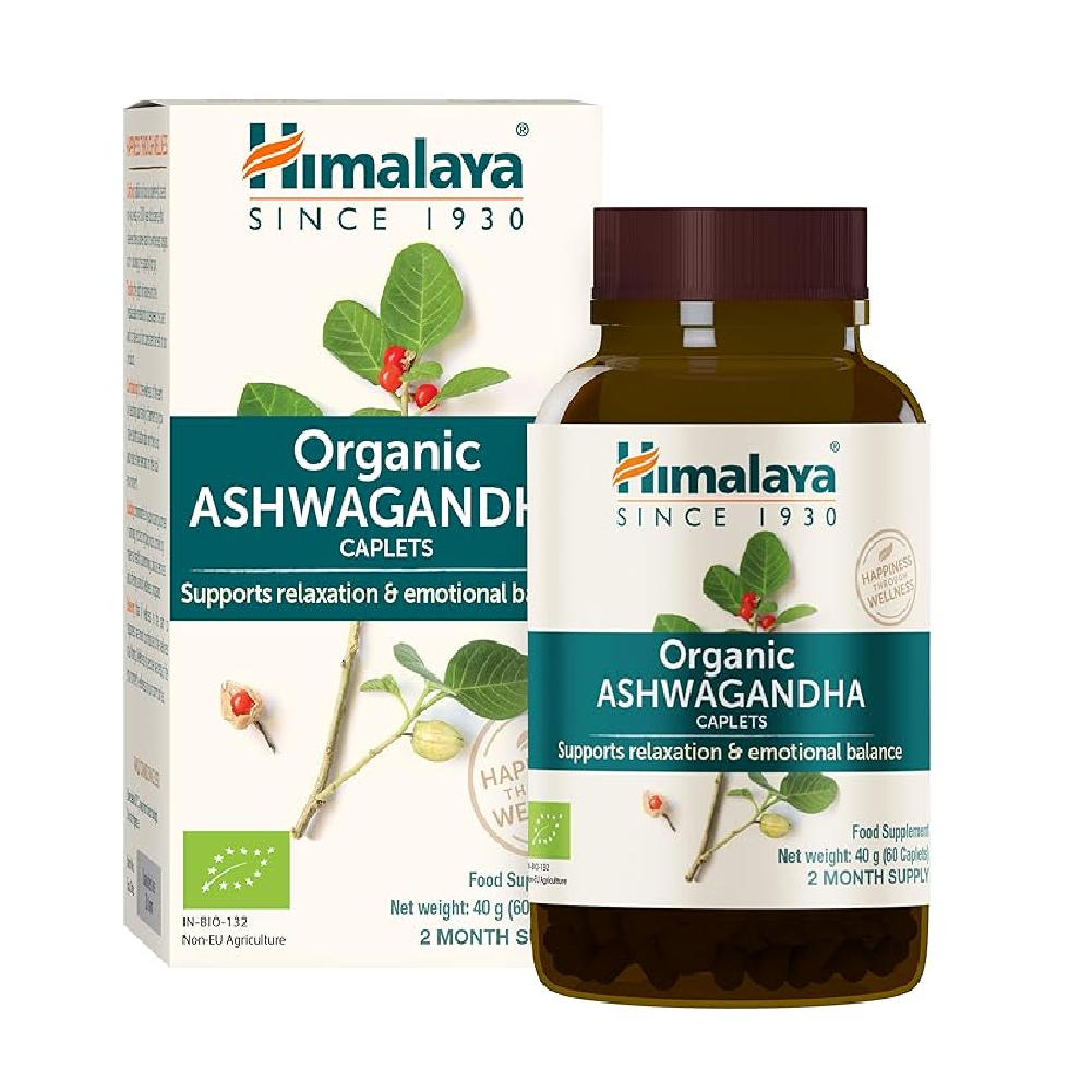 Himalaya Organic Ashwagandha For Anti-Stress And Energy (60 Caplets) For Healthy Immune System