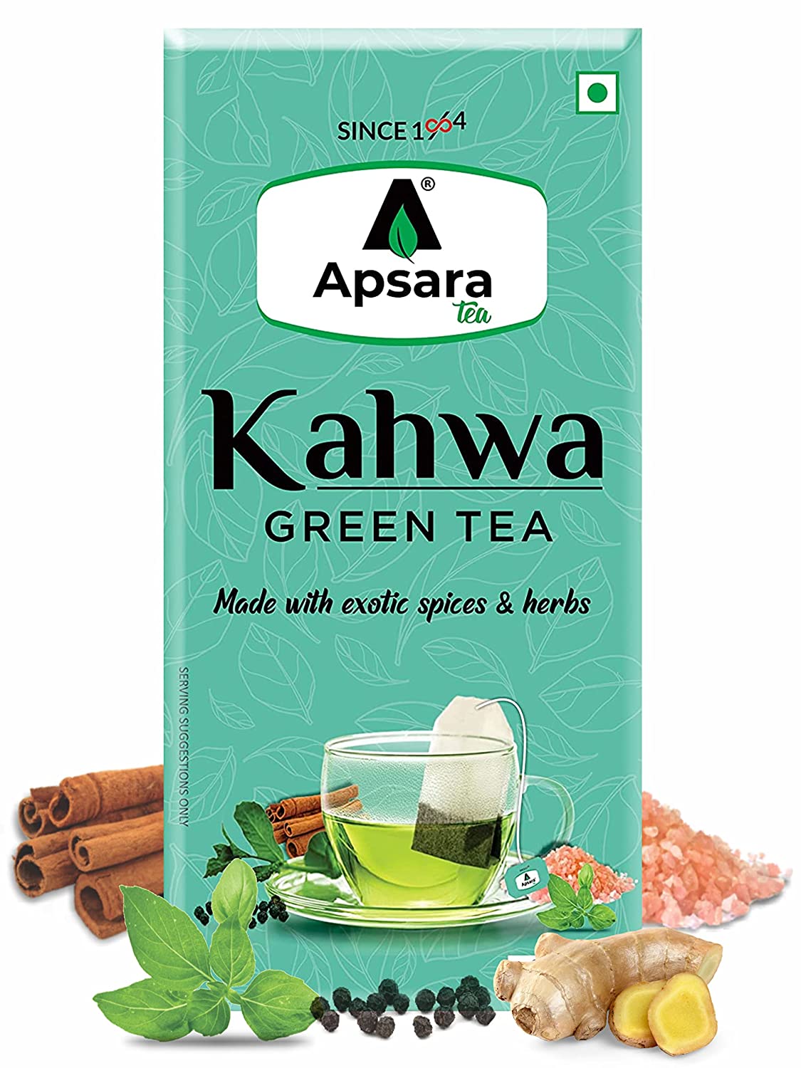 APSARA Detoxifying Green Tea Bags – 36 pcs, Spiced Kashmiri Detoxifying Kahwa Green Tea, Natural Body Cleanse & Immunity Booster with Rock Salt, Tulsi, Cardamom, Cinnamon, Black Pepper, Ashwagandha Tea