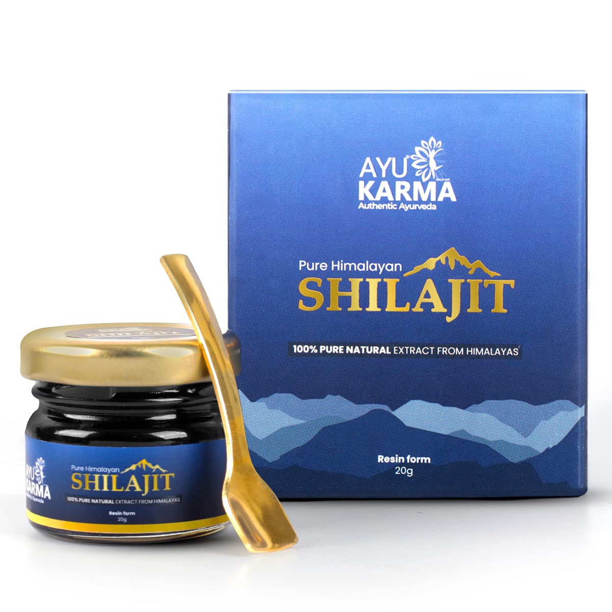 AYUKARMA Ayurveda Pure Himalayan Shilajit/Shilajeet Resin 20g – From Himalayas, Authentic & Pure, Natural Trace Minerals, Potent for Strength, Stamina & Performance