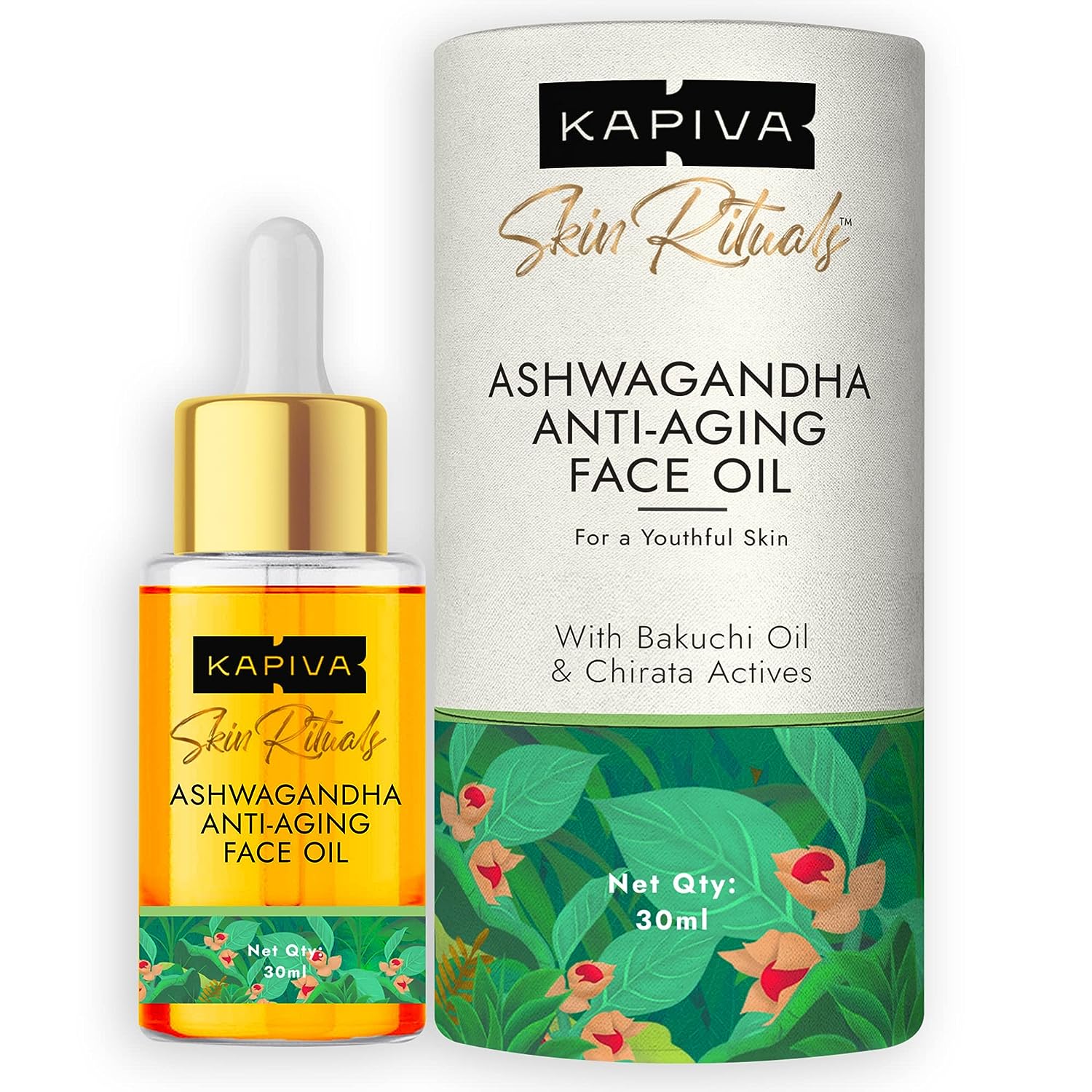 Kapiva Ashwagandha Anti-Aging Face Oil (30ml) for Wrinkles & Fine Lines