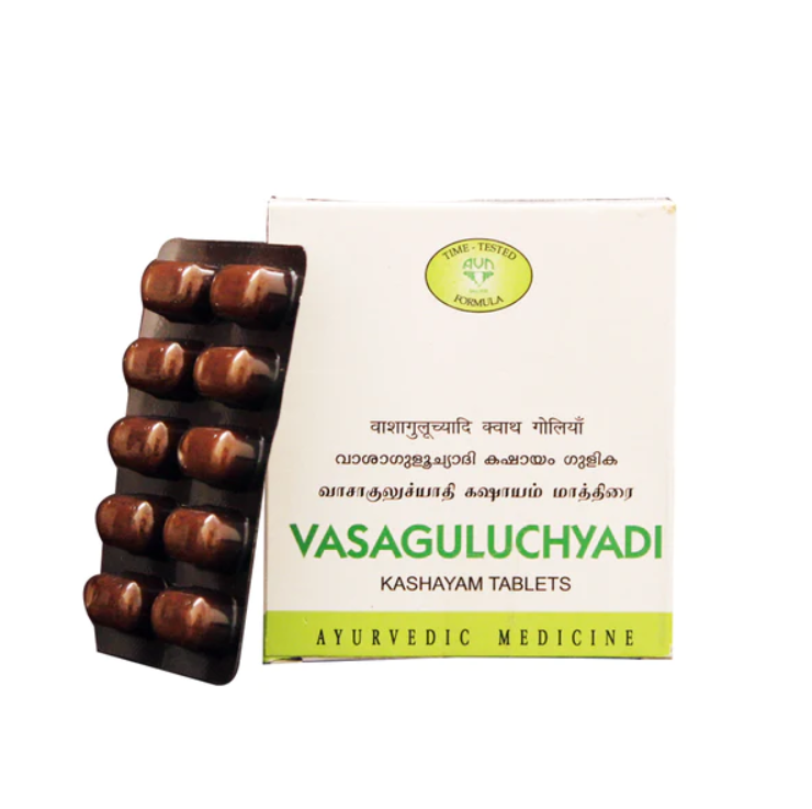 AVN AYURVEDA VASAGULUCHYADI KASHYAM TABLETS – 120 NOS For Anaemia, Jaundice, Raktapitta