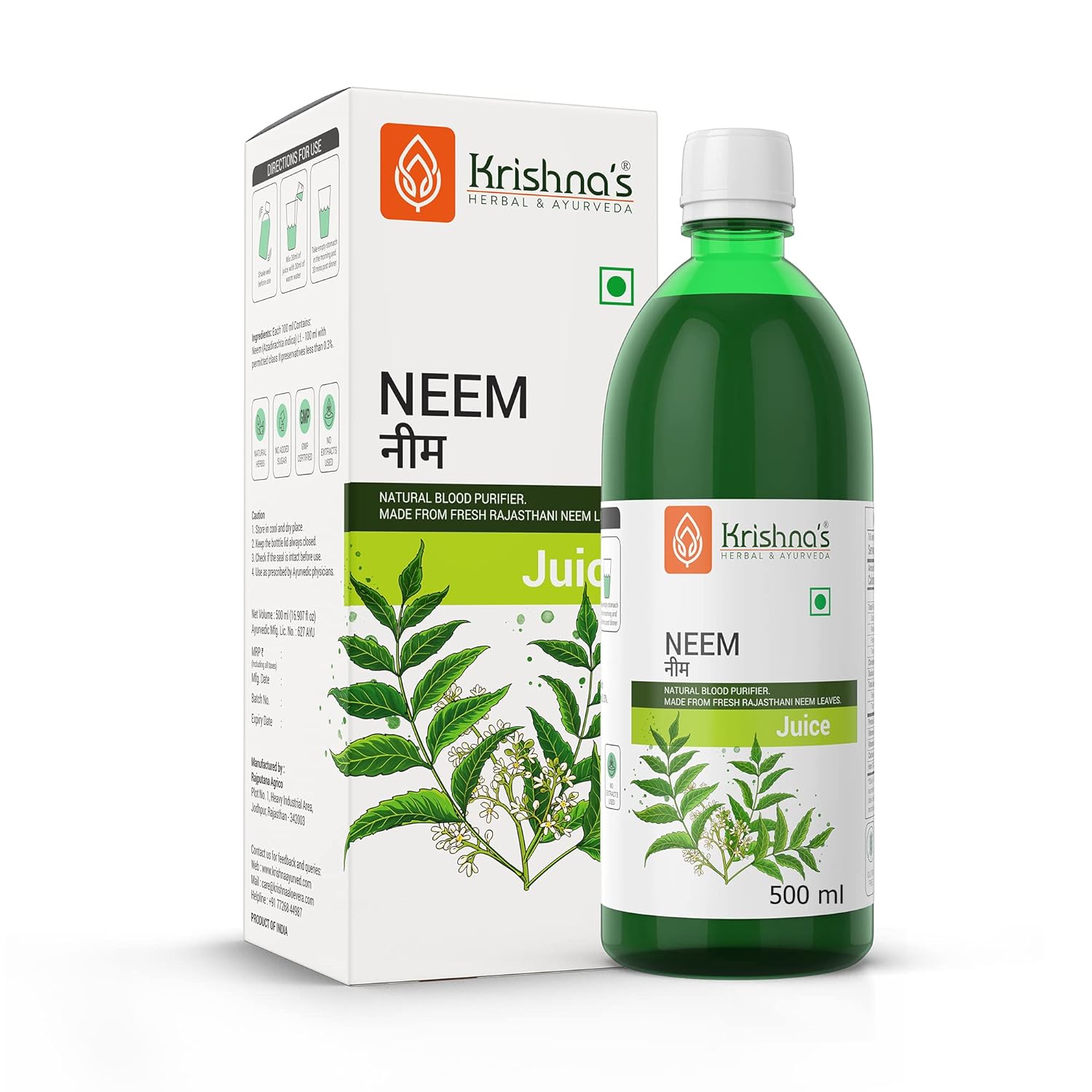 Krishna’s Neem Juice – (500 ML) For Pimples, Improves The Skin Complexion