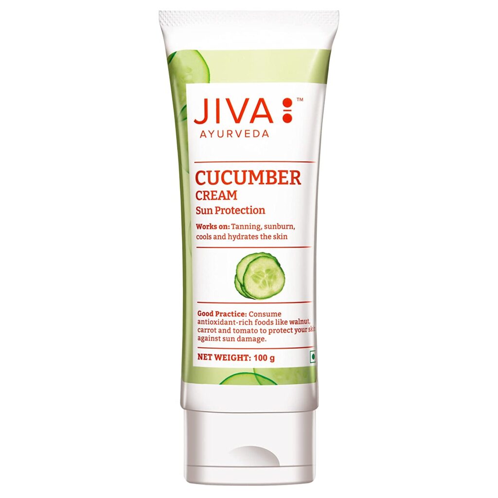 Jiva Ayurveda Cucumber Cream (100gm) For Sun Protection, Skin Tan, Sunburn, Hydrating Skin