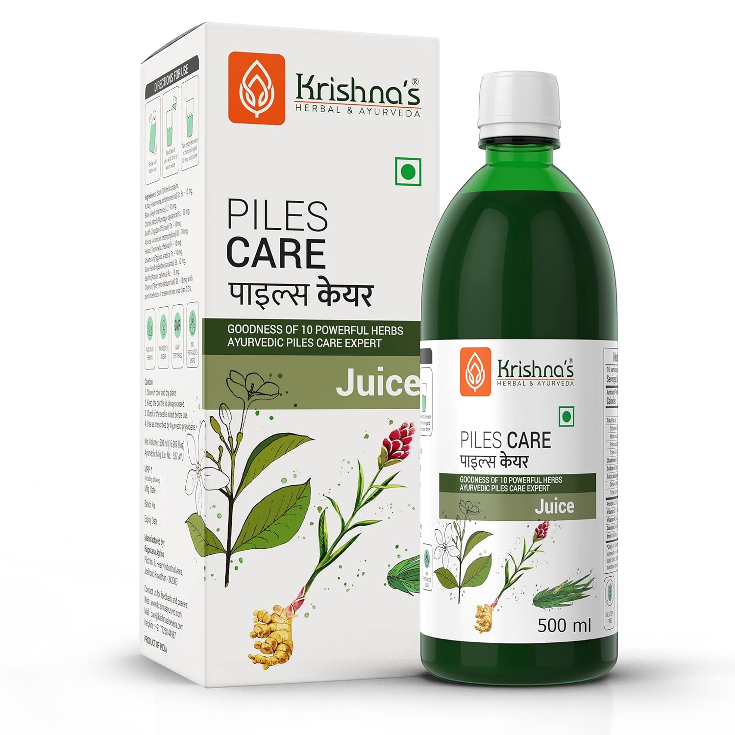 Krishna’s Piles Care Juice – (500 ML) For Piles, Relives Pain