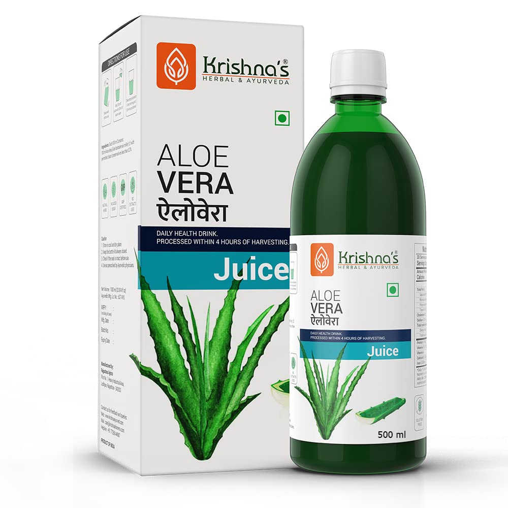 Krishna’s Pulpy Aloe Vera Juice – (500 ML) For Supports Immune System, Acne, Pimples