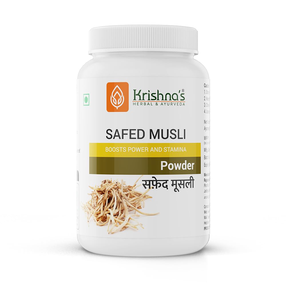 Krishna’s Safed Musli (Chlorophytum borivilianum) Powder (100 Gm) For Improve Strength & Stamina