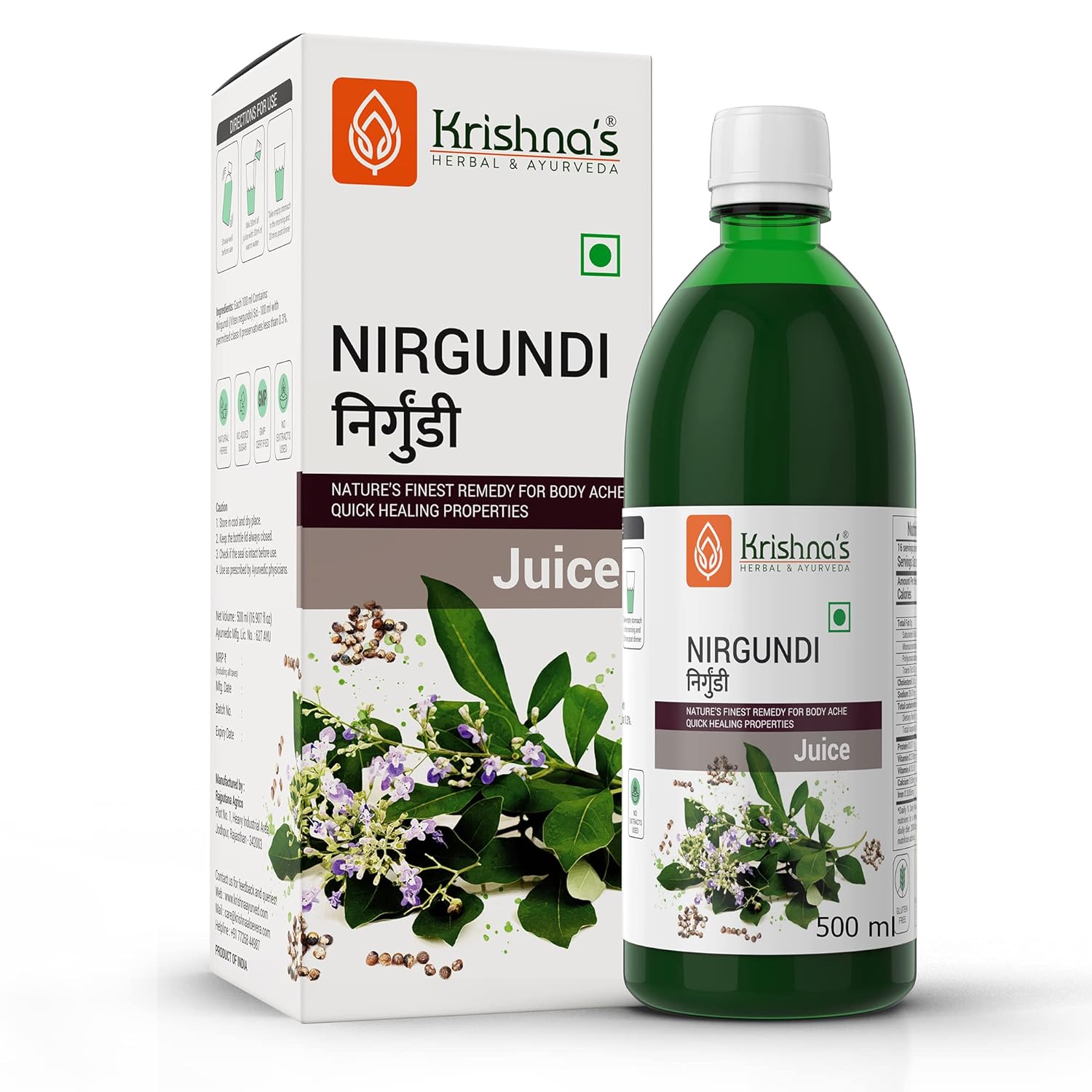 Krishna’s Nirgundi Swaras – (500 ML) For Headache, Swelling