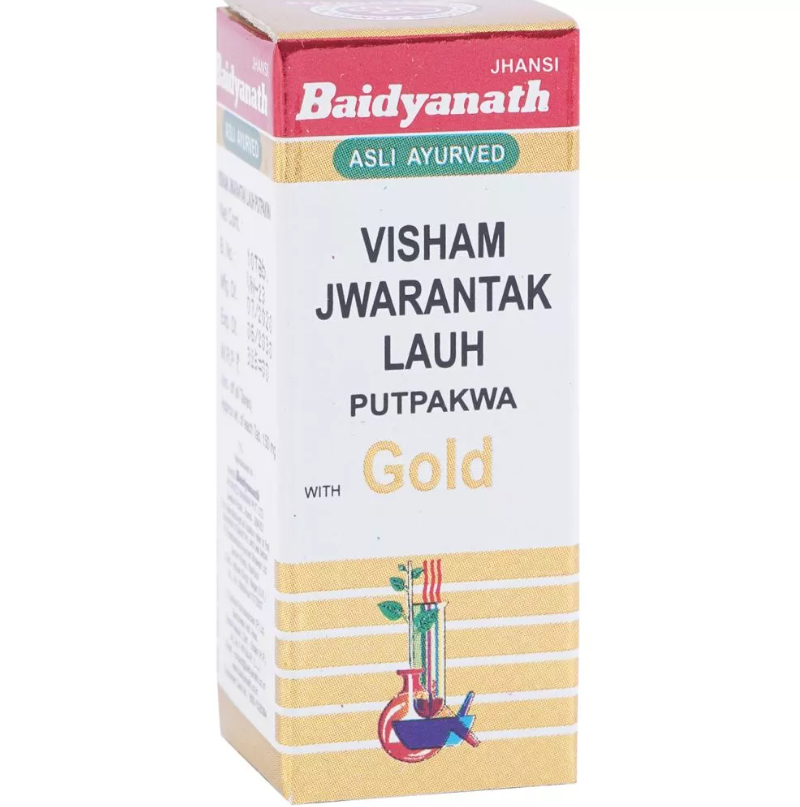 Baidyanath Visham Jwarantak Lauh (Swarn Moti Yukt) (10tab) For fevers, respiratory disorders like cold, cough and asthma