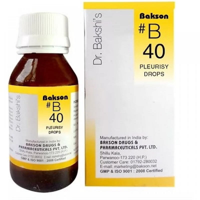 Bakson B40 Pleurisy Drops (30ml) For Chest Pain, Dry Cough, Suffocation, Difficult Breathing