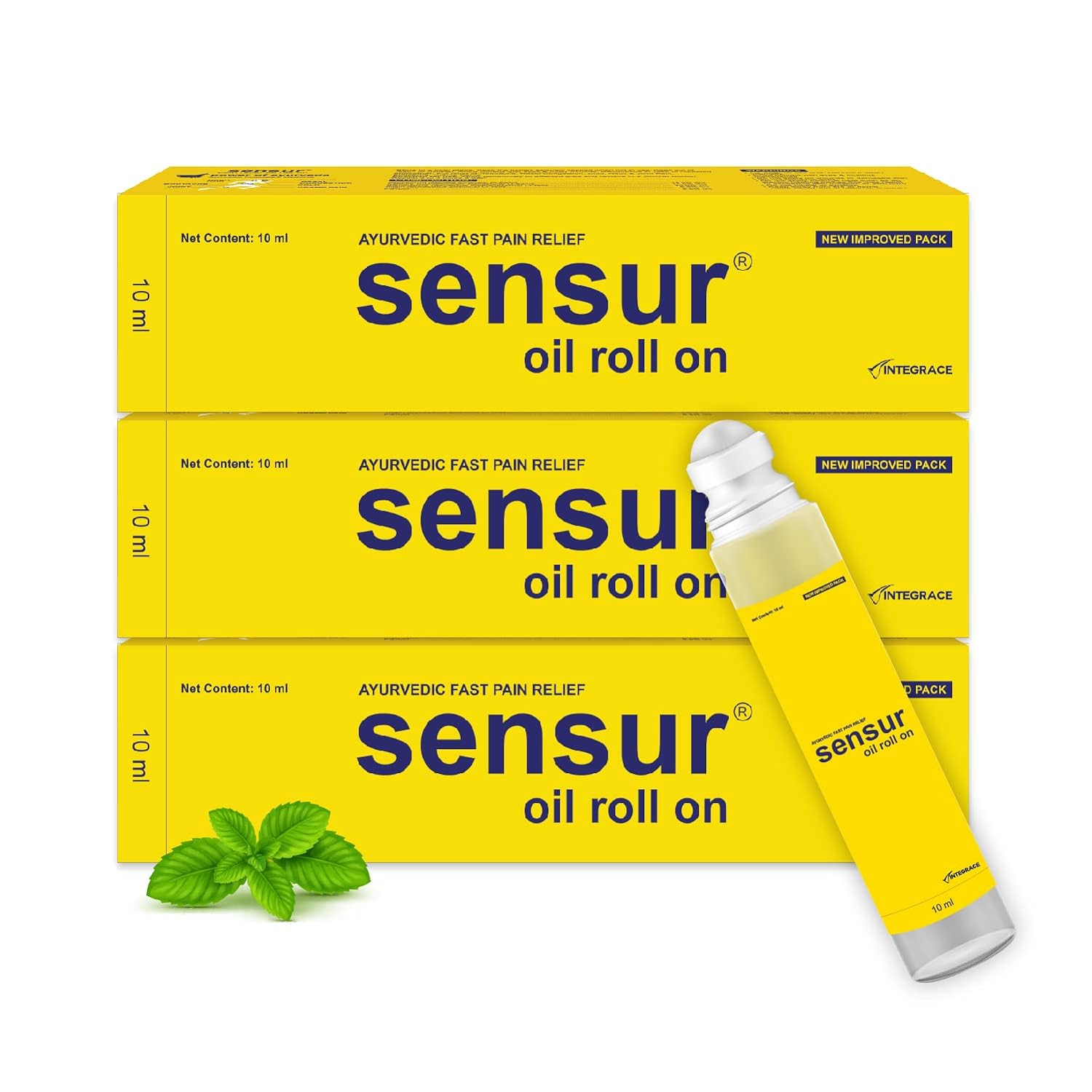 Sensur Natural & Ayurvedic Oil Roll On (10ml x 3) For rapid relief from headache, nasal congestion, cold, sinusitis, and rhinitis