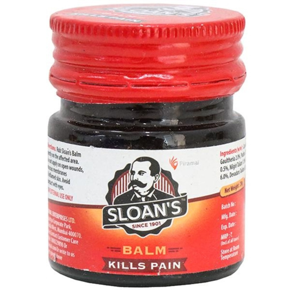 Sloans Balm for Pain – 20gm with 5 Herbal Oils For aches and pains, muscle cramps, arthritis, headache