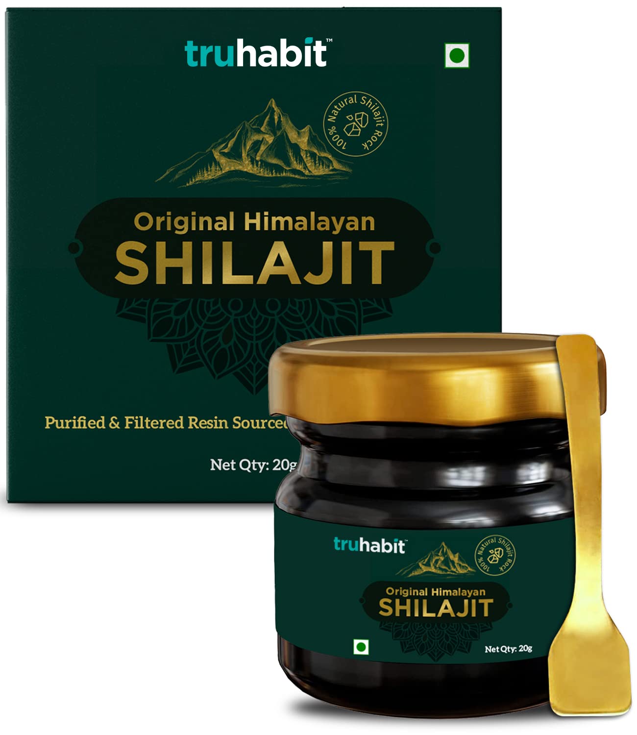 TruHabit Original Himalayan Shilajit, Shilajeet Original, Silajit for Man/Woman (20g), Shilajit Original Resin, Silajit Original Himalayan Natural Stamina Booster for Men, Lab-Tested Shilajit Resin