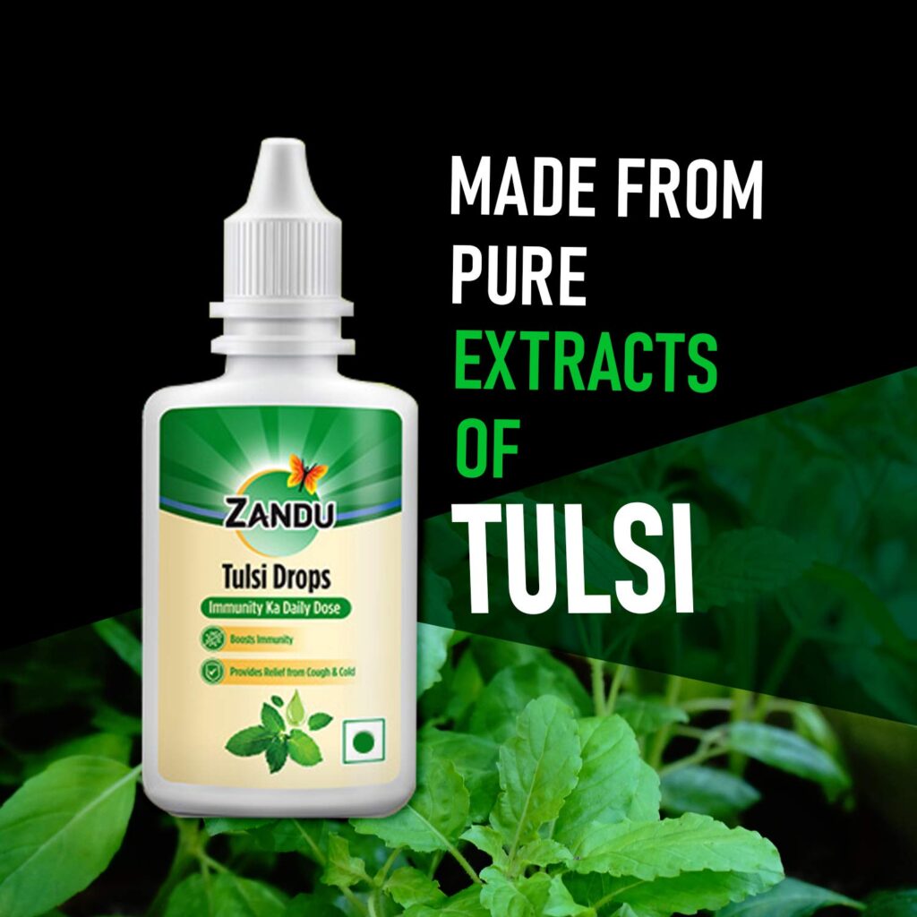 Zandu Tulsi Drops – 2X Immunity For Cough and Cold relief, Immunity (20ml + 12ml Free)