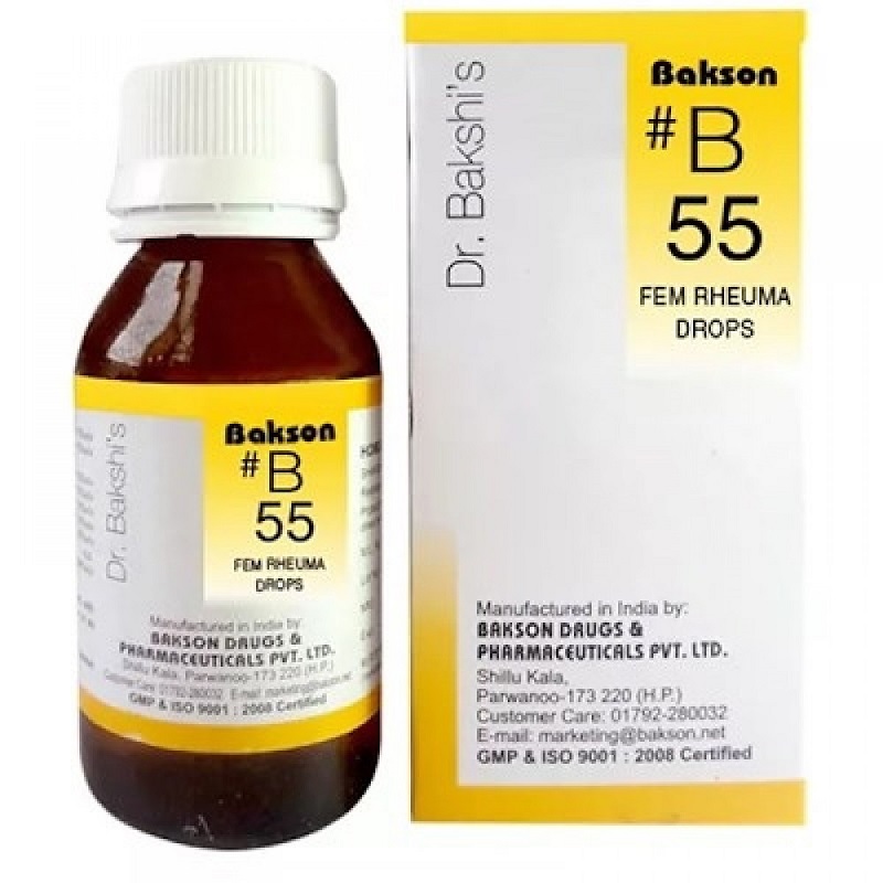 Bakson B55 Fem Rheuma Drops (30ml) For Multiple Joint Pains in Females, backache, pain in ovarian region