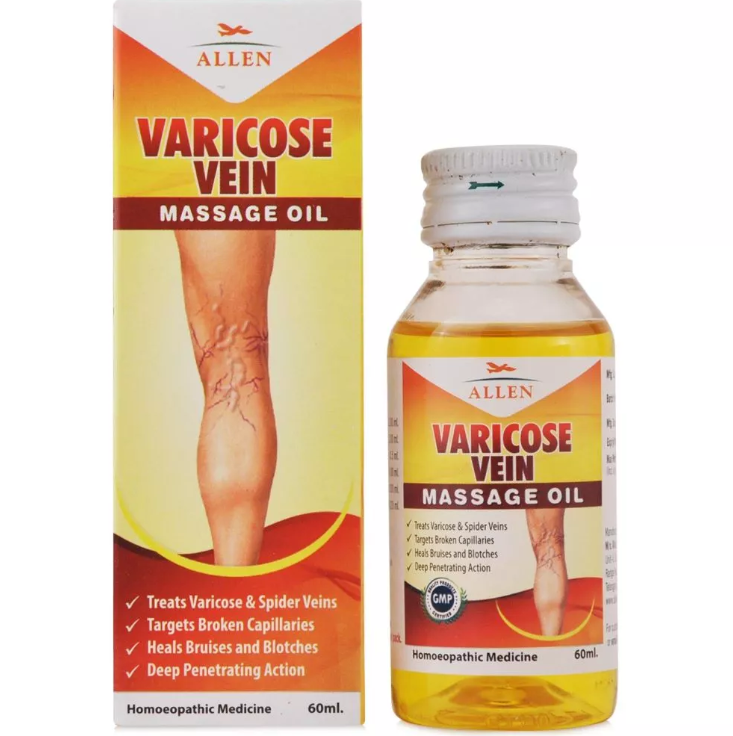 Allen Varicose Vein Massage Oil (60ml) For varicose, spider veins, broken capillaries and heavy legs