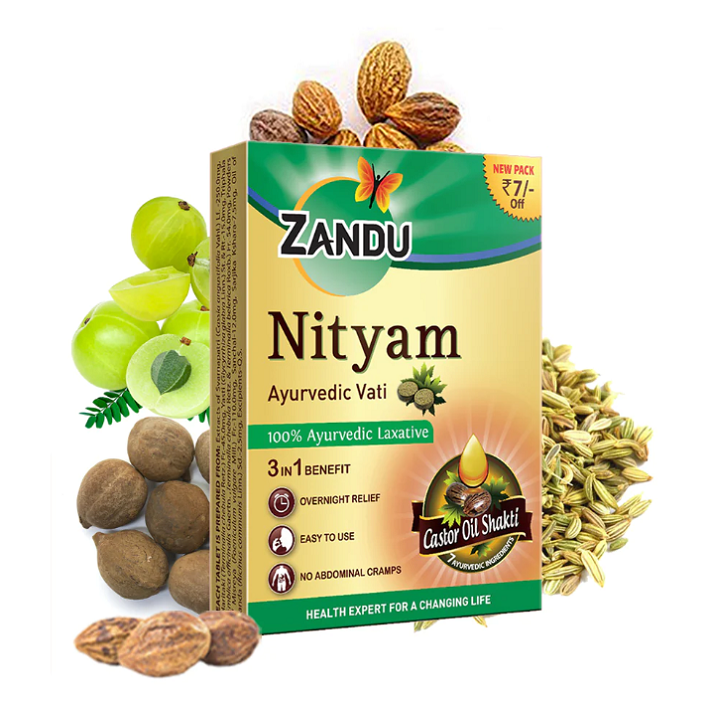 Zandu Nityam (120 Tablets) For overnight relief from constipation, abdominal pain and discomfort