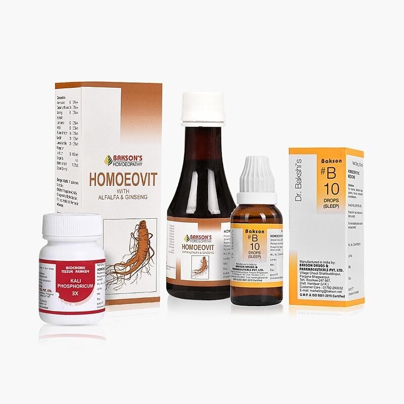 Bakson INSOMNIIA & WEAKNESS PACK (Homoeovit + B-10 Drops+ Kali Phosphoricum 3X )