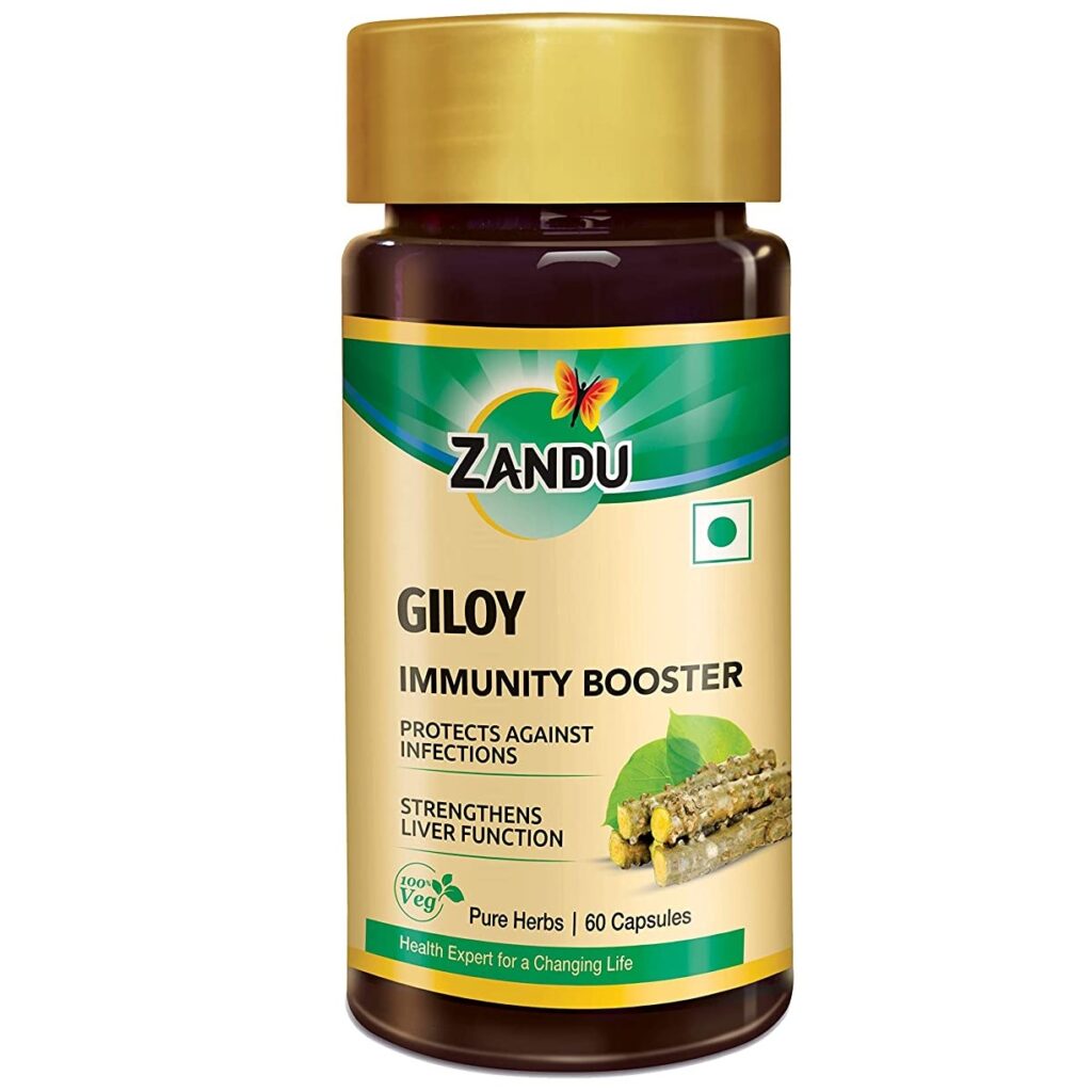 Zandu Giloy Capsules (Guduchi) 60 Veg Capsules For Immunity, Health and Wellness, Stress Relief