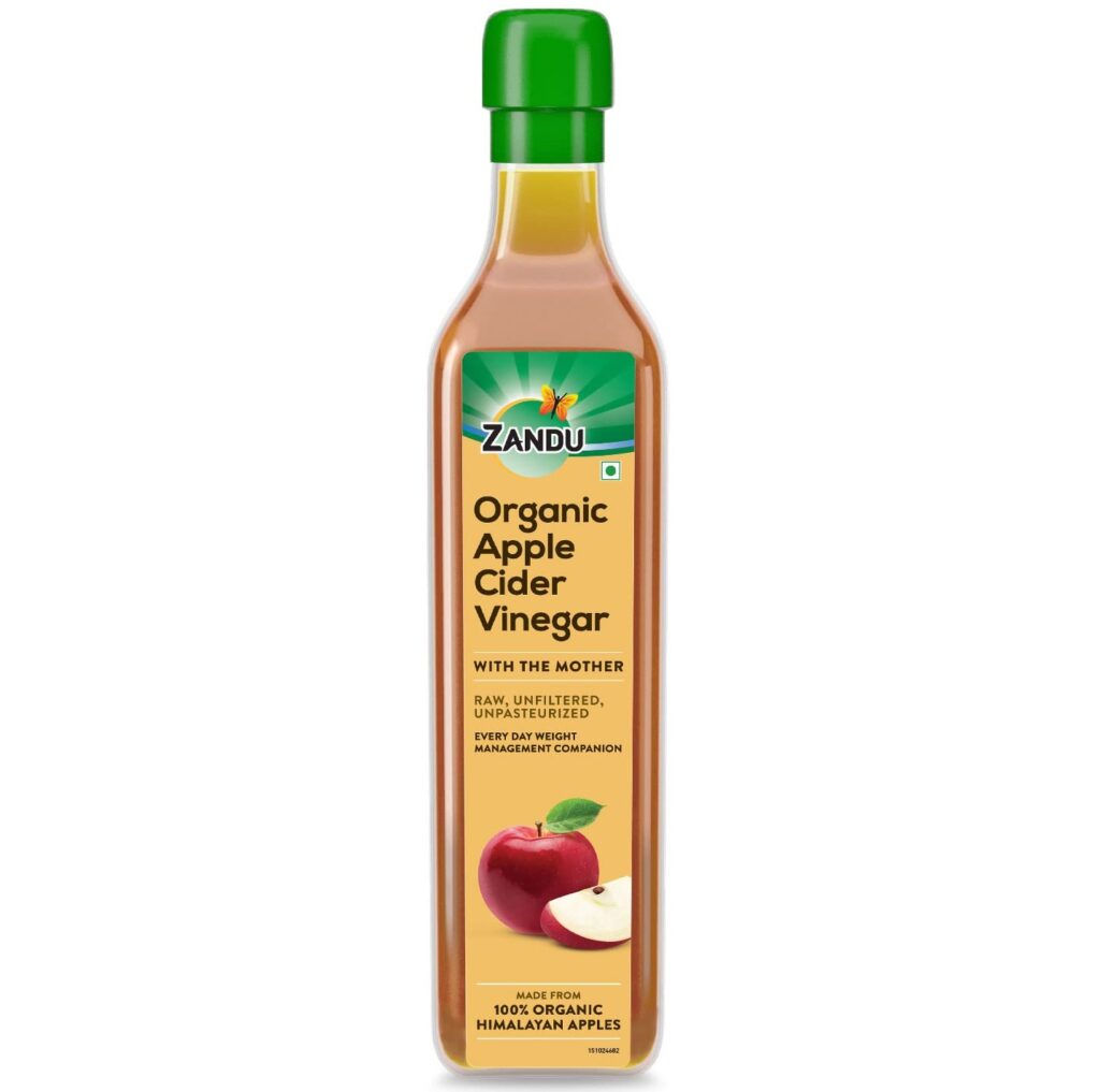 Zandu Organic Apple Cider Vinegar 500 ml For Maintaining Healthy Weight, Metabolism and Gut Health