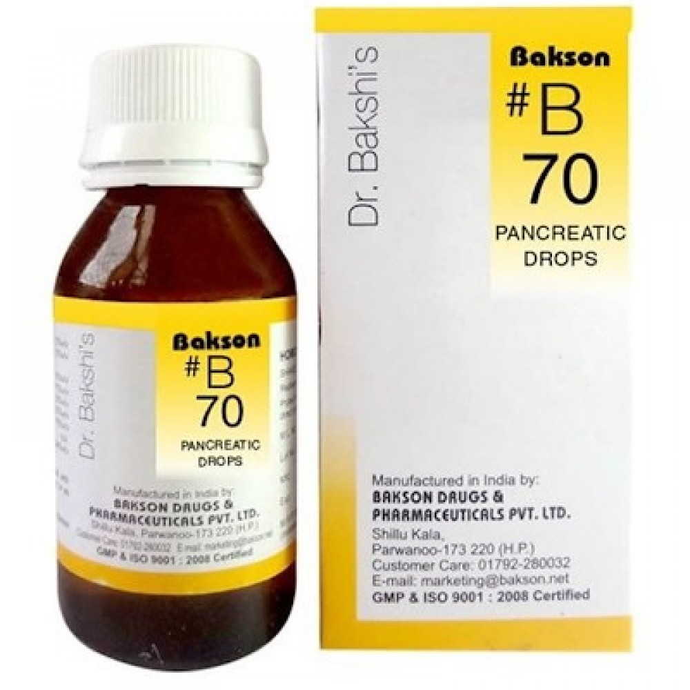 Bakson B70 Pancreatic Drops (30ml) For Bloated Stomach, Flatulence, Hypo gastric Pain and Indigestion