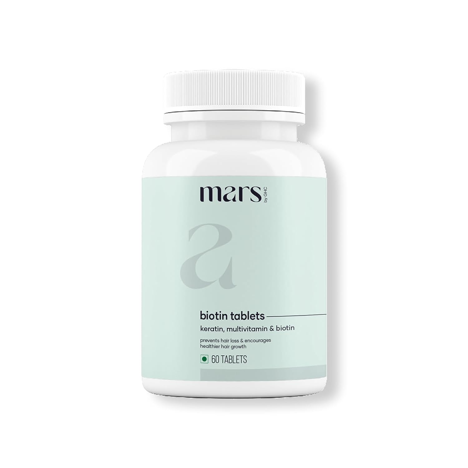 “mars by GHC Hair Biotin – 100% Vegan, 60 Tablets (Pack of 1) | Promotes Healthy & Strong Hair Growth, Powered With Keratin, Amino Acids, Grape Seed Extract & Other Natural Supplements “