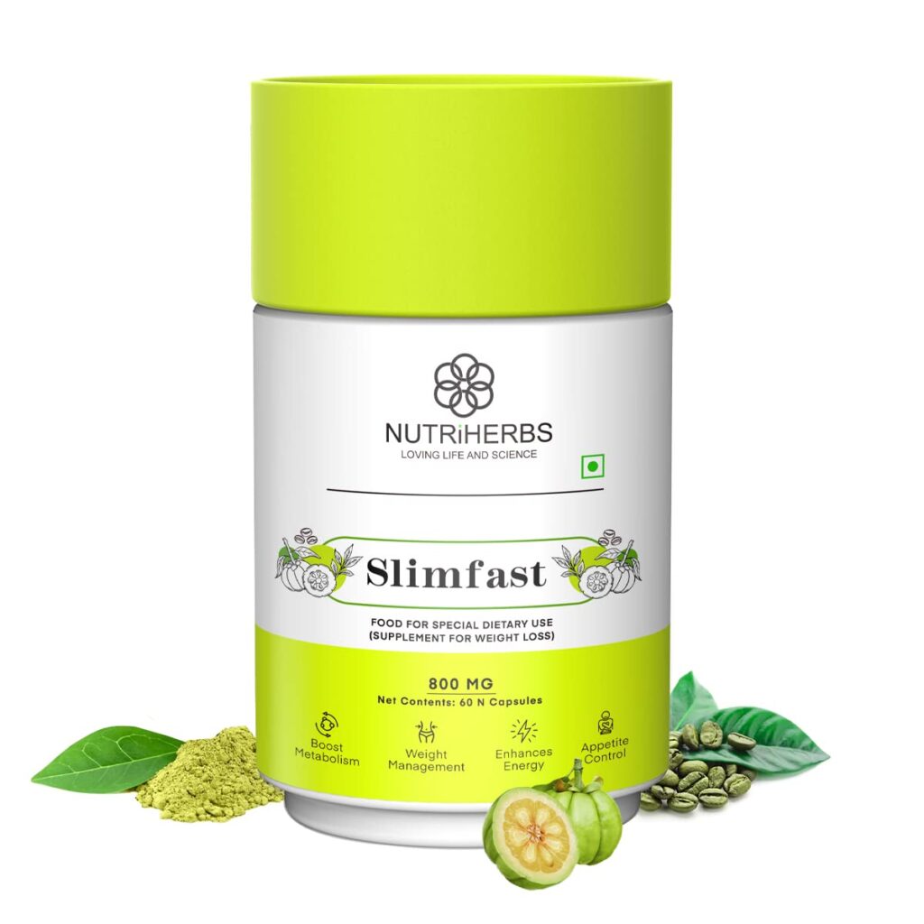 Nutriherbs Slimfast 60 Capsules 800mg For Natural Weight Management, Healthy Digestion, Energy, Metabolism