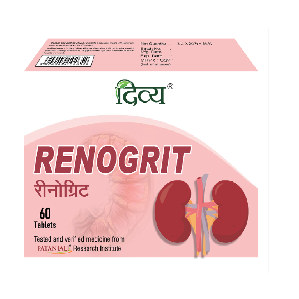 Patanjali Divya Renogrit 60 Tablets for kidney diseases