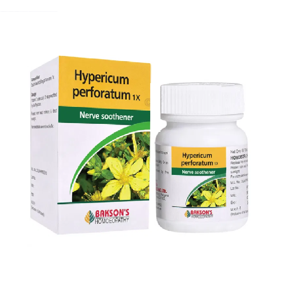 Bakson Homeopathic HYPERICUM PERFORATUM 1X (50 Tablet) For Nerve Soothener