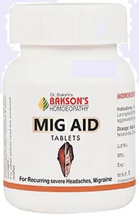 Bakson Mig Aid 75 Tablets for headache nausea vomiting