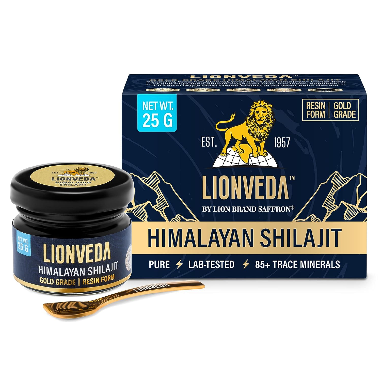 LIONVEDA 25g Original Himalayan Shilajit Resin(Certified Gold Grade) for Men, Gym, Stamina, Energy & Improved Health | 100% Pure Shilajit/Shilajit Liquid (25gm