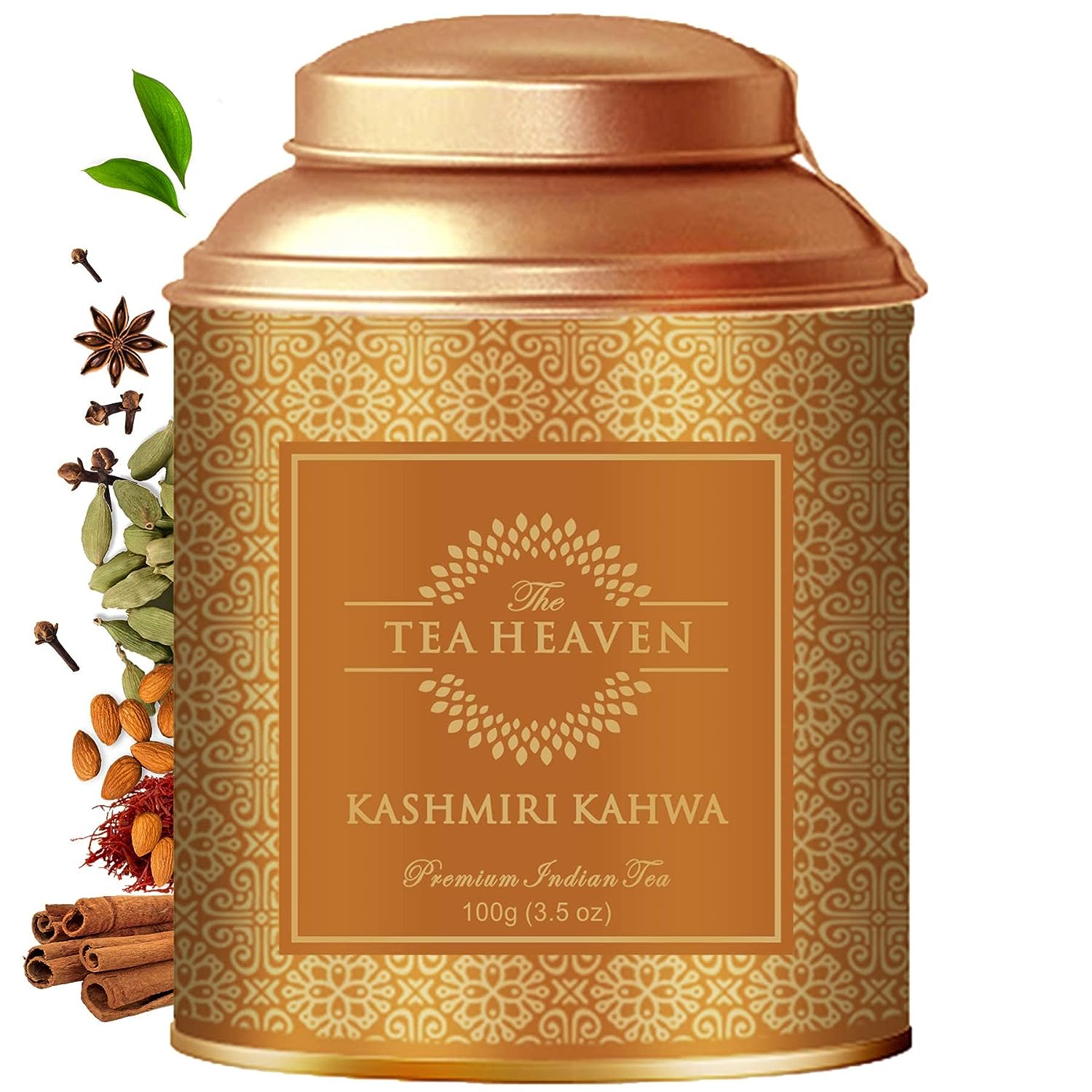 The Tea Heaven | Tea Gift – Kashmiri Kahwa| 100 Grams | Tea Gift Pack-Blended with Saffron, Almonds, Spices -100 % Natural Ingredients