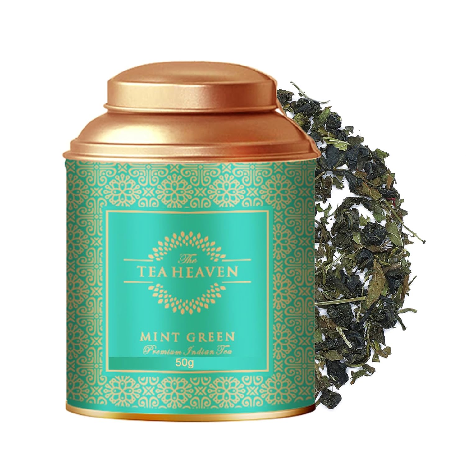 The Tea Heaven | Tea Gift – Mint Green Tea| Tea Gift Pack-Treats Stomach discomfort-100% Natural Ingredients- 100 Grams(50 Cups)