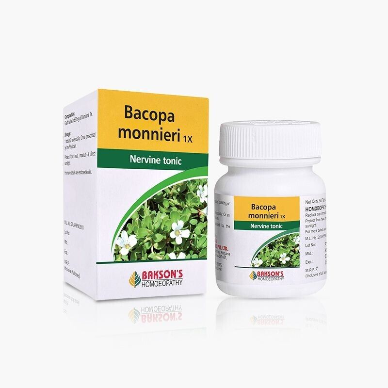 Bakson Homeopathic BACOPA MONNIERI 1X (50 Tablet) For nervine Tonic
