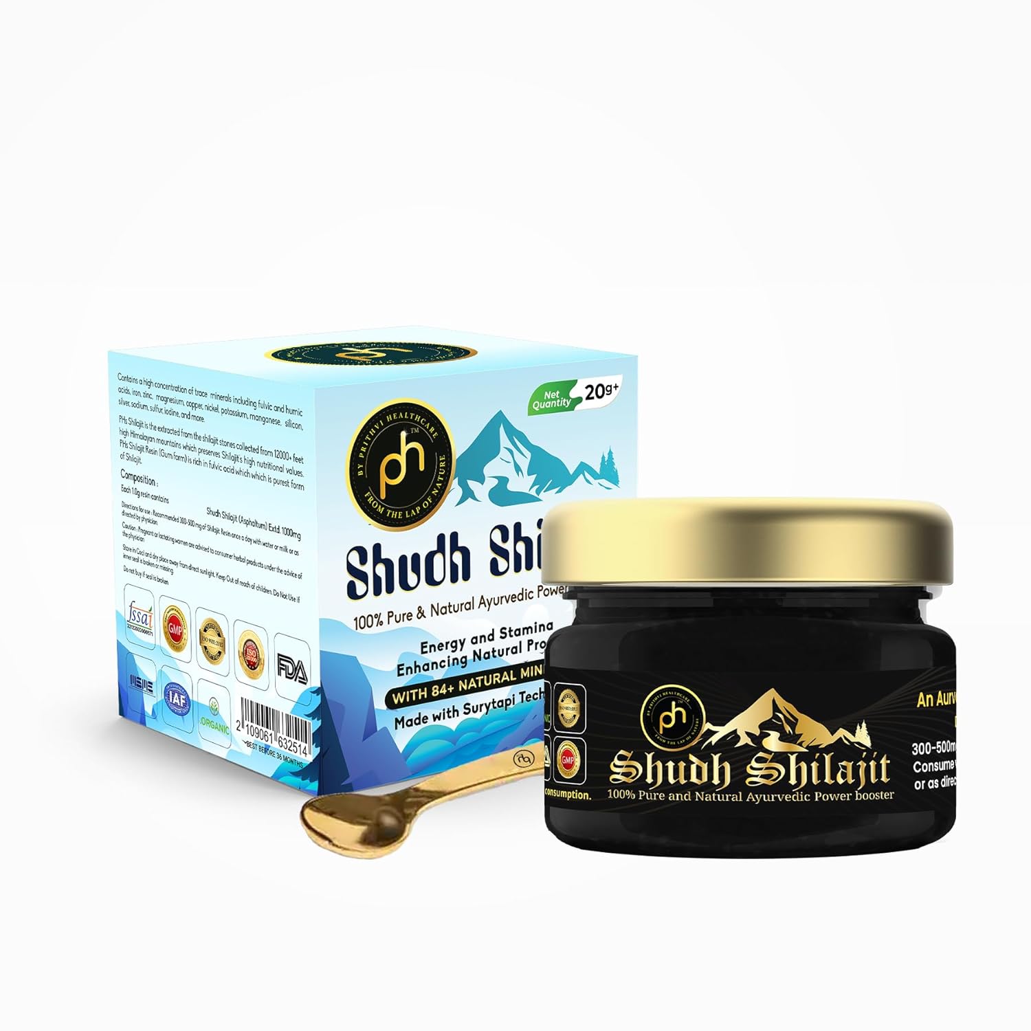 PHs 100% Pure Shilajit Resin 20gm | GMP & ISO Certified | Lab Report Included | From Hunza Valley in Himalaya’s | Boost Endurance, Stamina, and Overall Body Health | Rich in Minerals | Easy Solubility