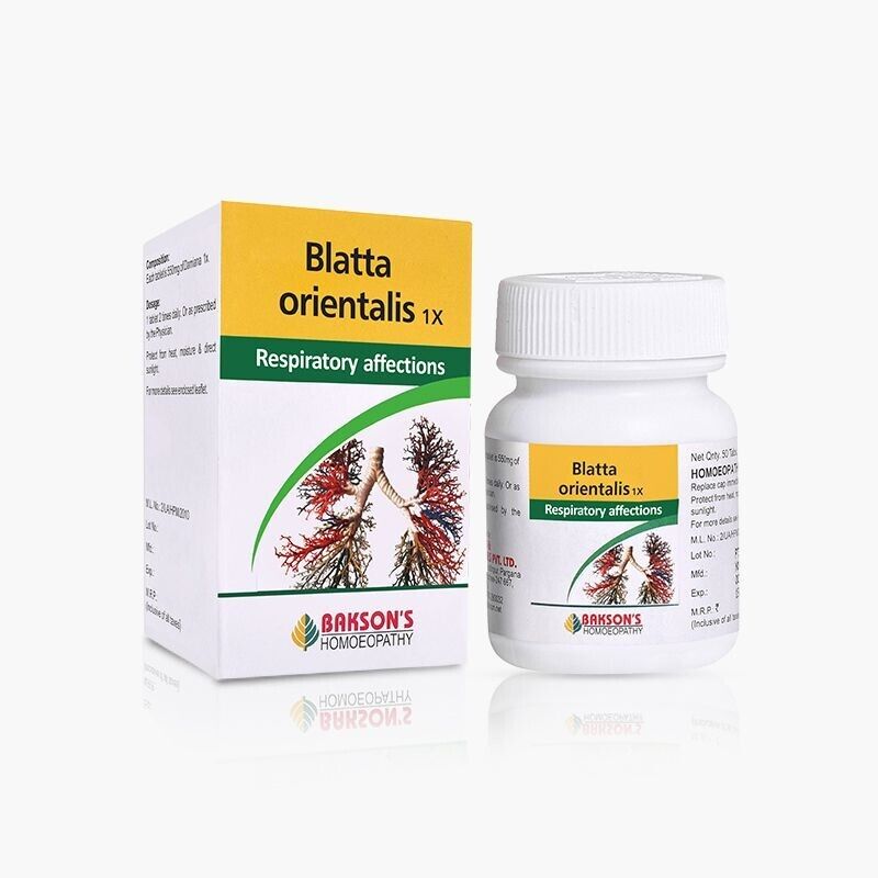 Bakson Homeopathic BLATTA ORIENTALIS 1X (50 Tablet) For Respiratory Affections