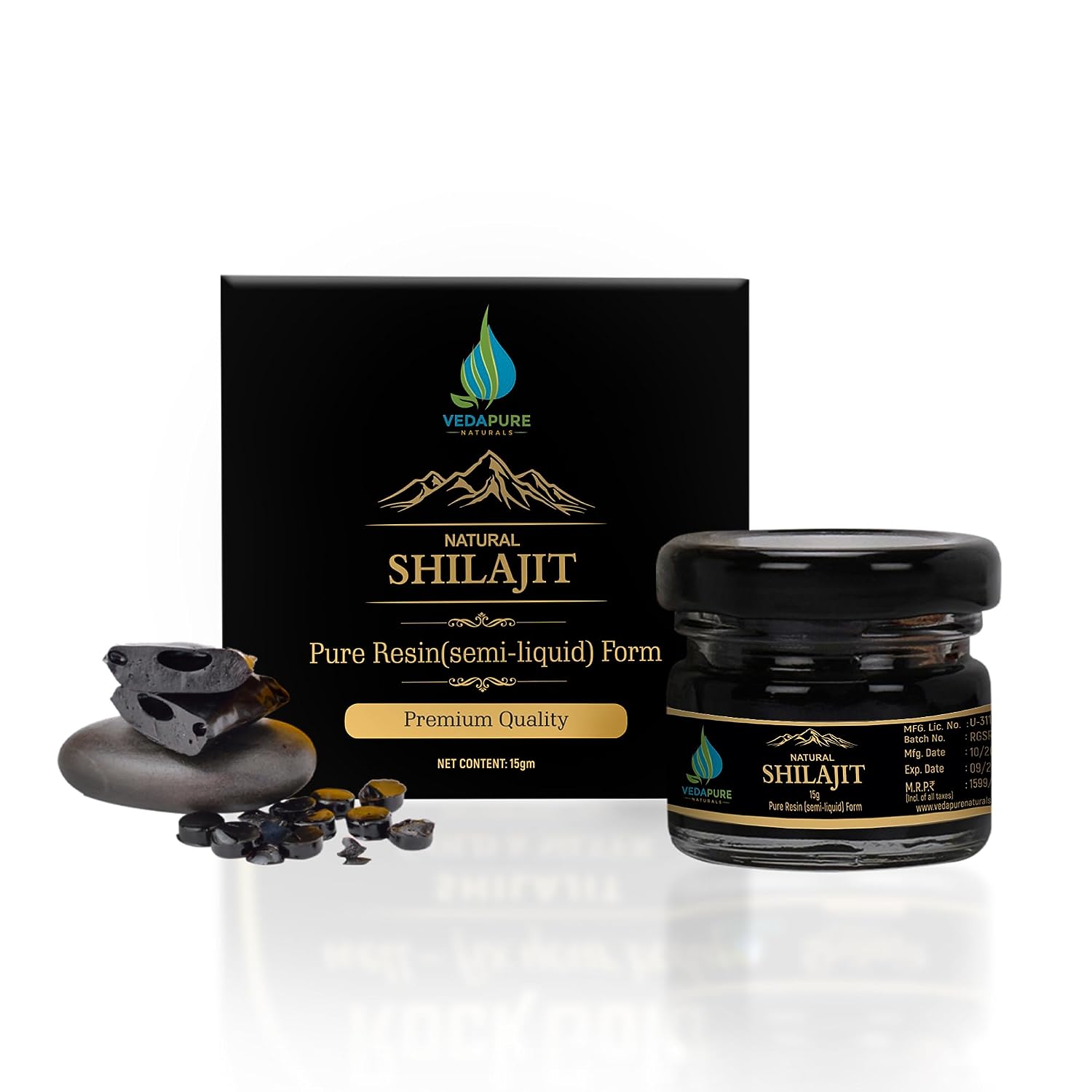 VEDAPURE Natural Shilajit Resin -15 Gm | Support Metabolism & Build Immunity | Boost Stamina & Energy |100% Pure shilajit | shilajit for Men & Women | Lab Tested Shilajit