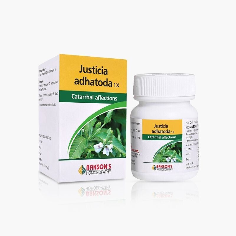 Bakson Homeopathic JUSTICIA ADHATODA 1X (50 Tablet) For Catarrhal Affections