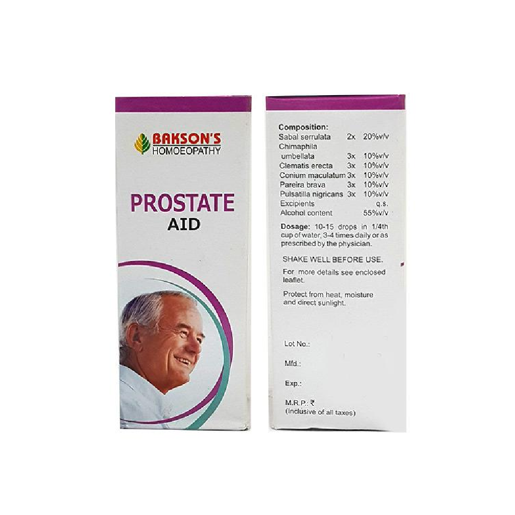 Bakson Homeopathic Prostate AID Drops (30ml) for backache, and pain