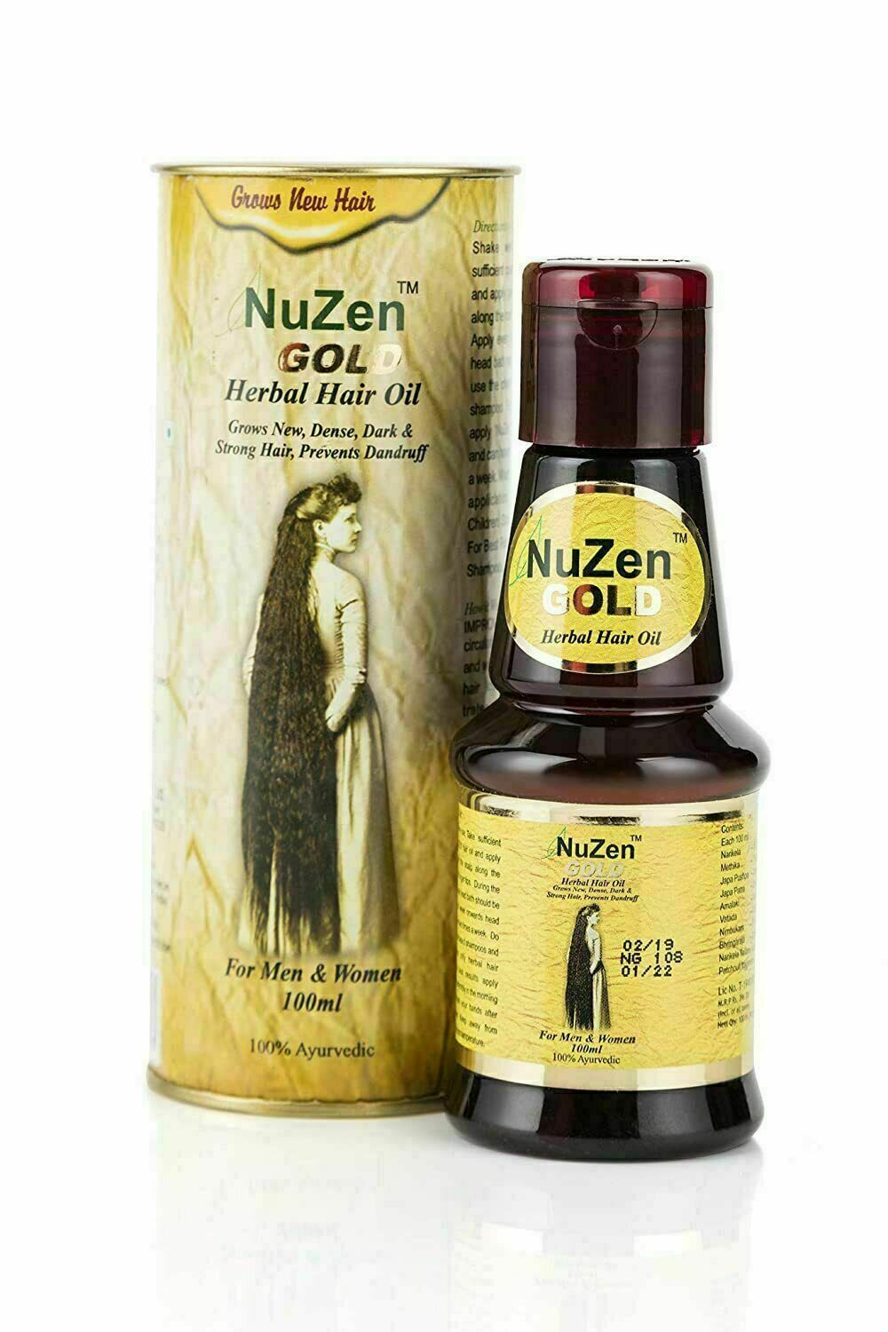 Nuzen Gold Herbal Hair Oil – 100% Pure Herbal Hair Oil , Grows New, Dense, Dark & Strong Hair, Prevents Dandruff,100% Ayurvedic and can be used both by Men & Women – 100ml