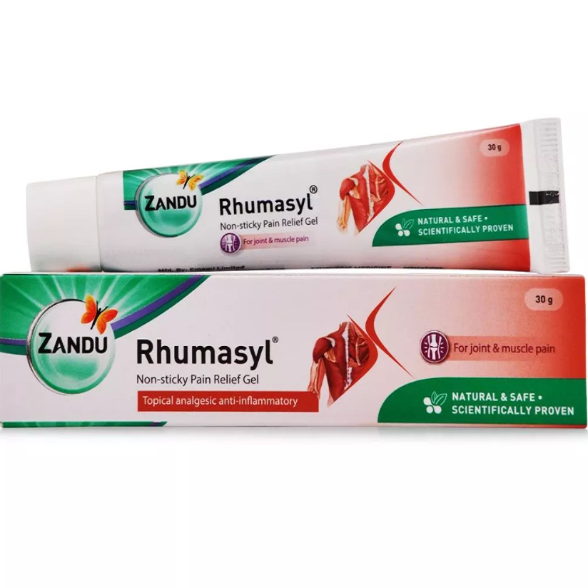 Zandu Rhumasyl Gel (30g) For Osteoarthritis, Sports Injury, Sprains, Back Pain, Cramps, Sciatica