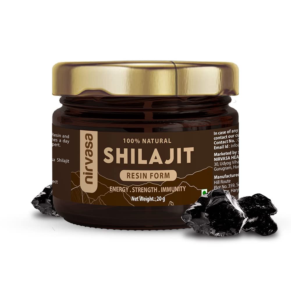 Nirvasa Pure Original Himalayan Shilajit/Shilajeet Resin 20g | Improve Strength & stamina for men & women | 4X Concentrated formula, Stronger Than Pills & Capsules