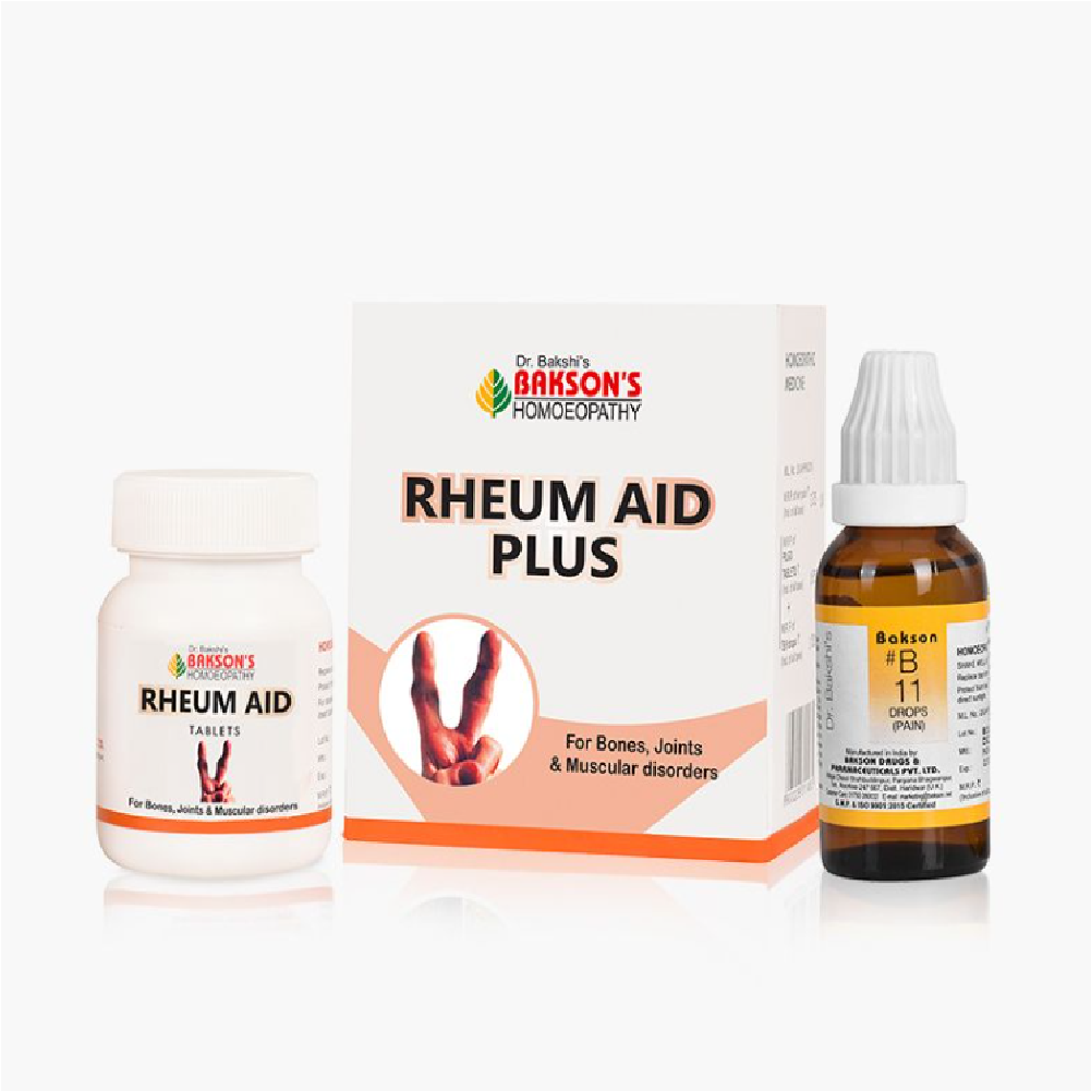 Bakson Homeopathic RHEUM AID PLUS Combo Pack [RHEUM AID 75Tabs + B11 Drops 30ml)